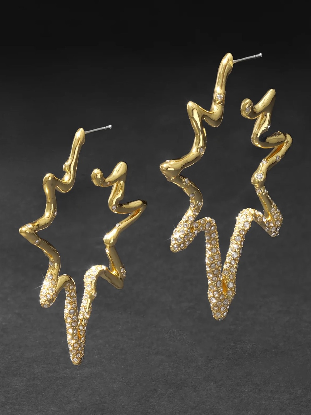 Alexis Bittar Starburst Pavé Gold Organic Hoop Earrings